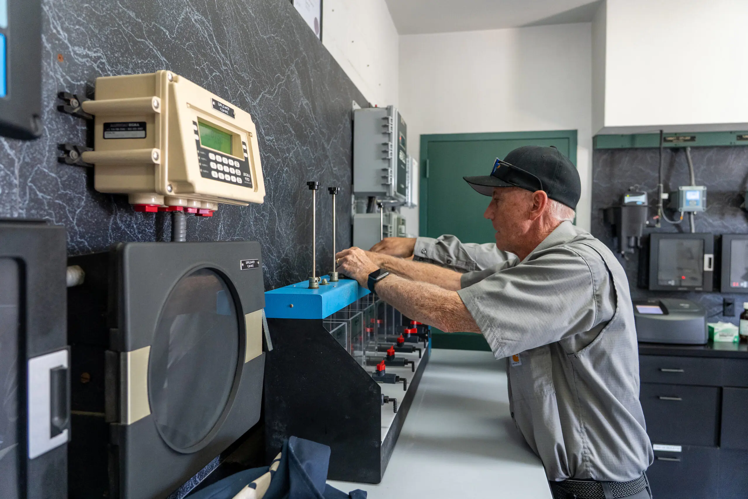 Covina Valley Water Company worker conducting water quality testing